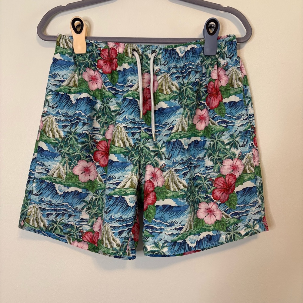 Franks Australia Beach Oahu Floral Print Swim Trunks Men's Size L